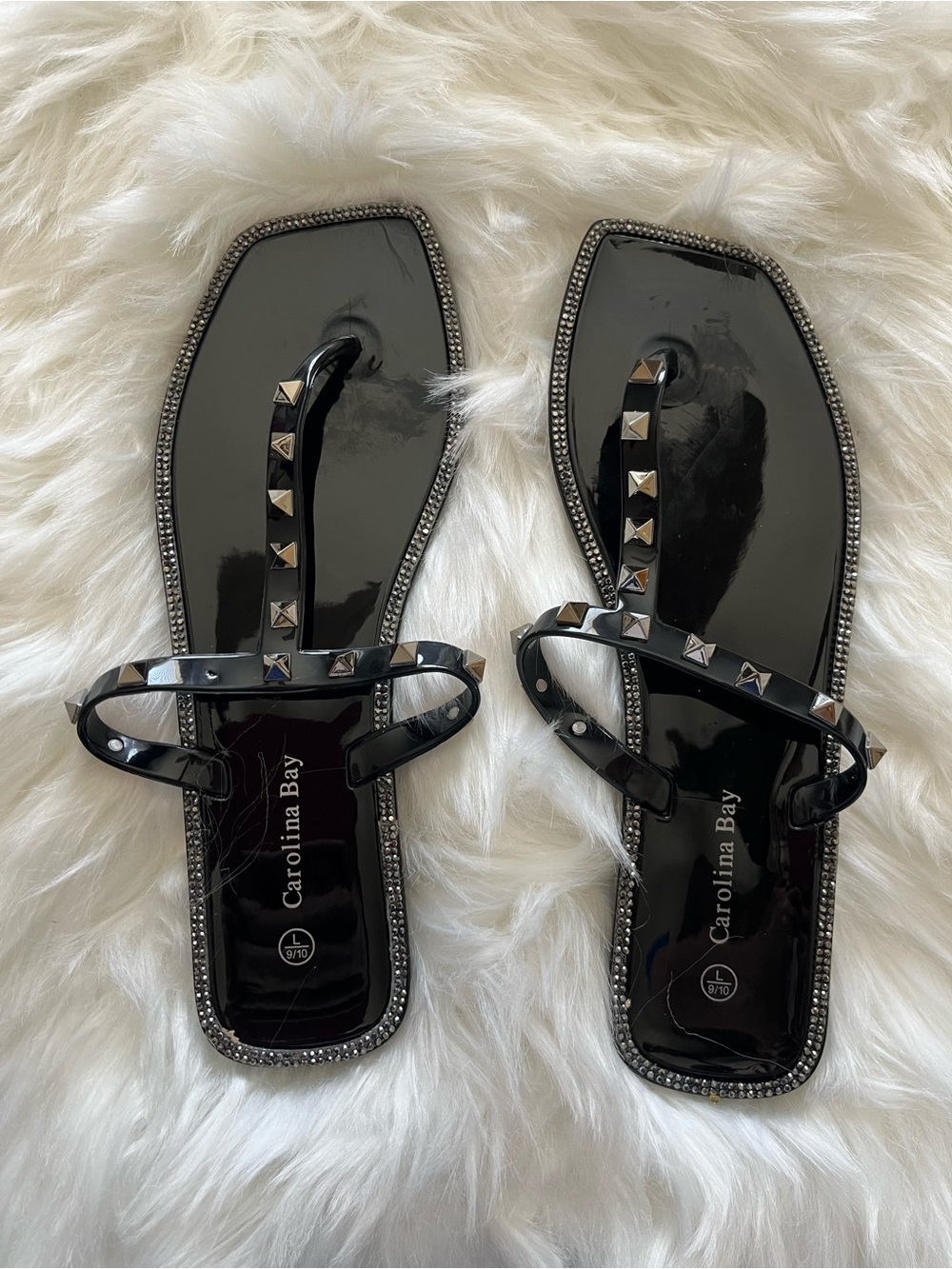 Carolina Bay Studded Square-Toe Sandals - Size 9